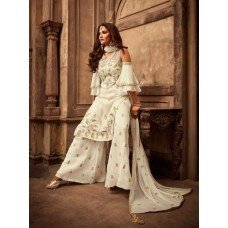 LAVISHING NEW COLD SHOULDER OFF WHITE SHARARA SUIT